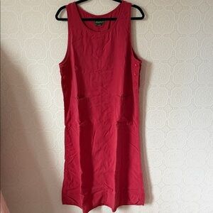 Eddie Bauer Red Sleeveless Midi Dress Size Petite Large